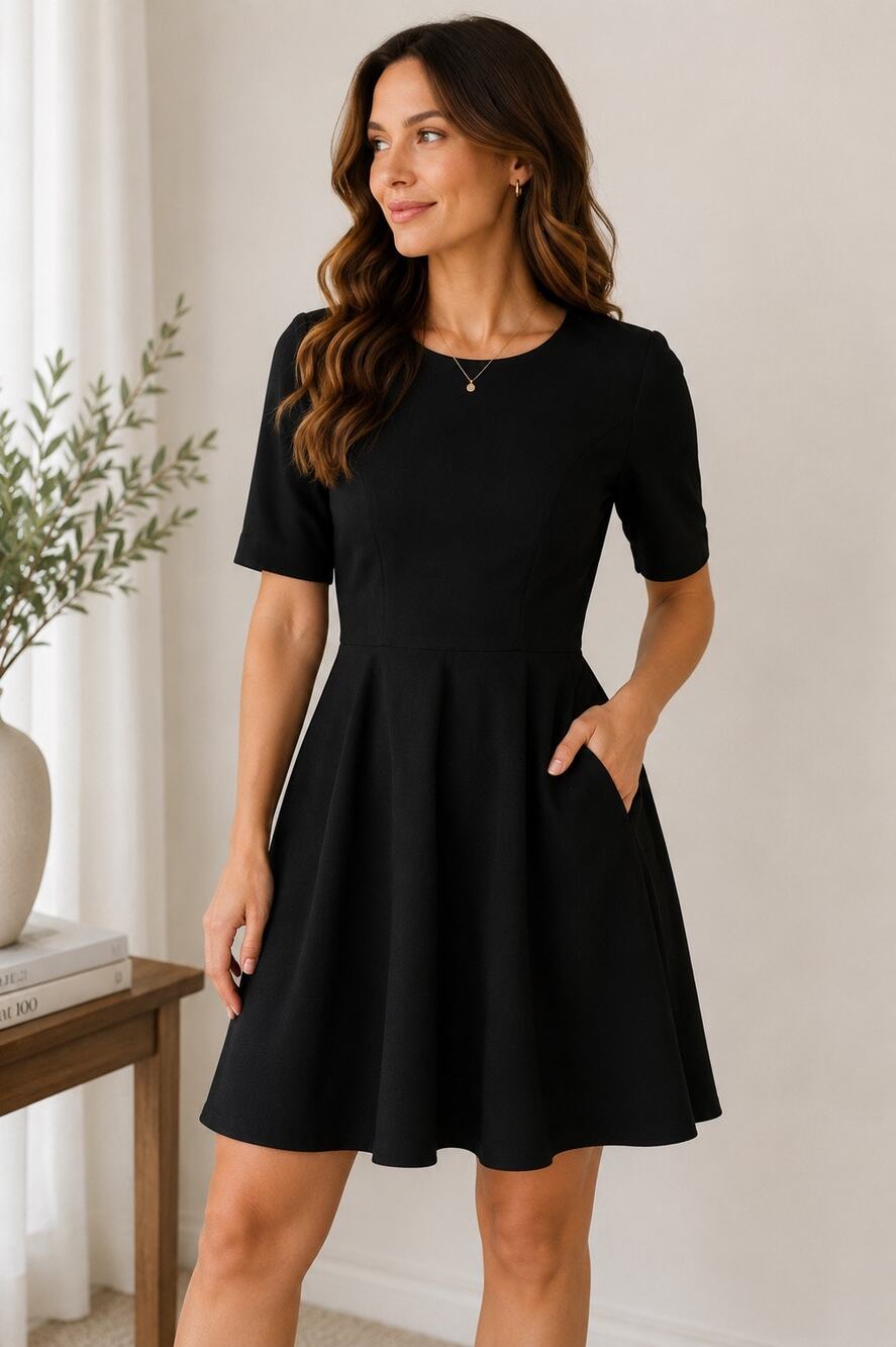 Greylin Black Fit & Flare Career Dress Small